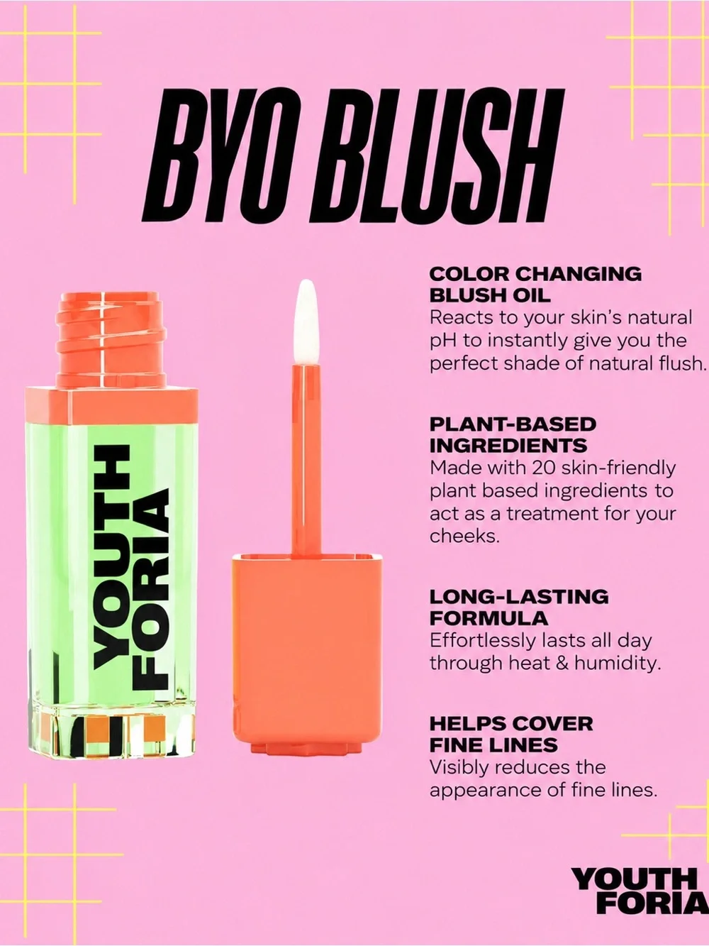 YOUTH FORIA BYO Blush Color Changing pH Activated Blush Oil BNIB